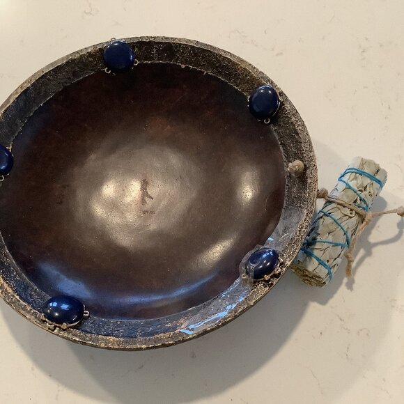 Brown Ceramic Water Scrying Smudging Bowl Divination Ritual Wicca Visions - Picture 1 of 6